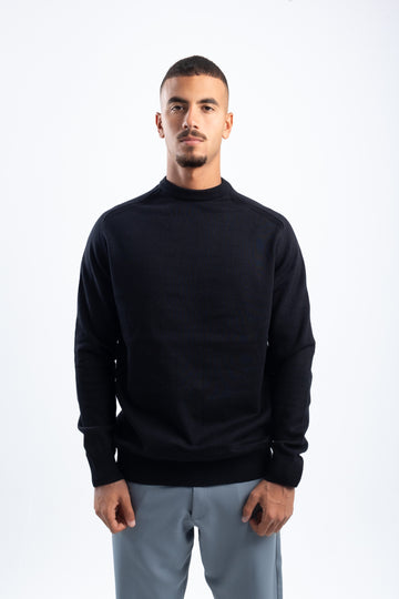 BLACK STITCHED KNITTED CREWNECK