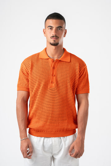 ORANGE BREEZY KNIT POLO