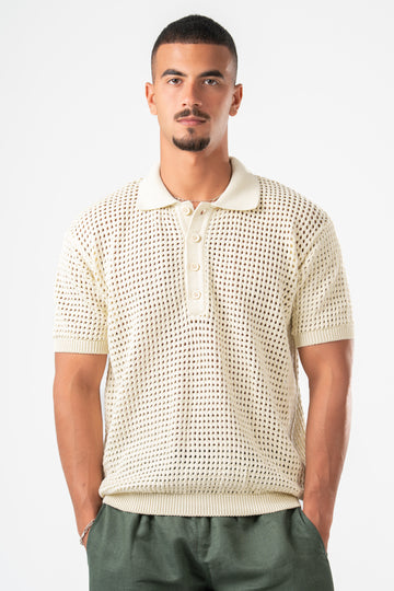 OFF-WHITE BREEZY KNIT POLO