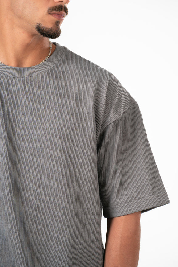 DARK GREY RIDGED BOX-TEE