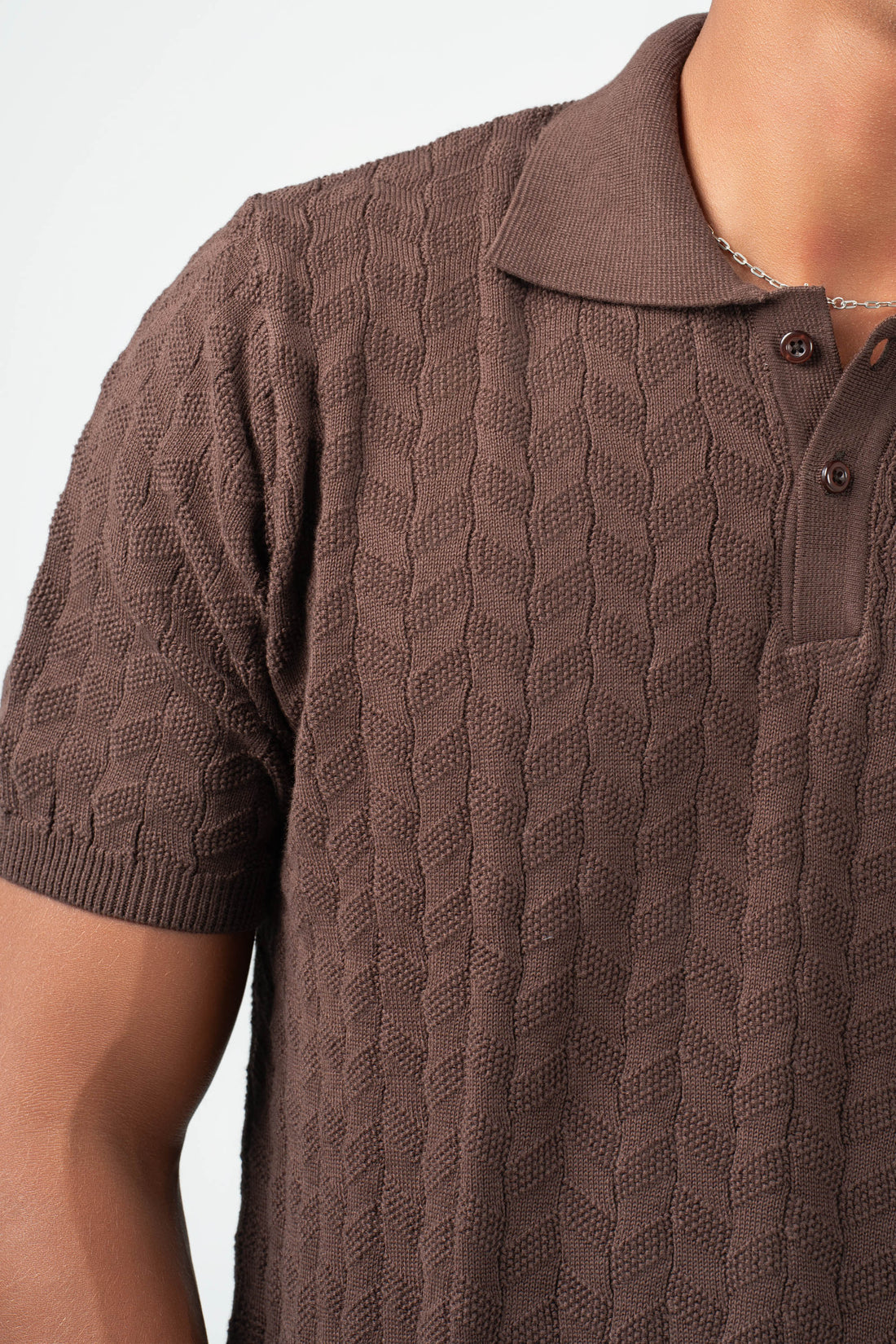 DARK BROWN HEX TWIST POLO
