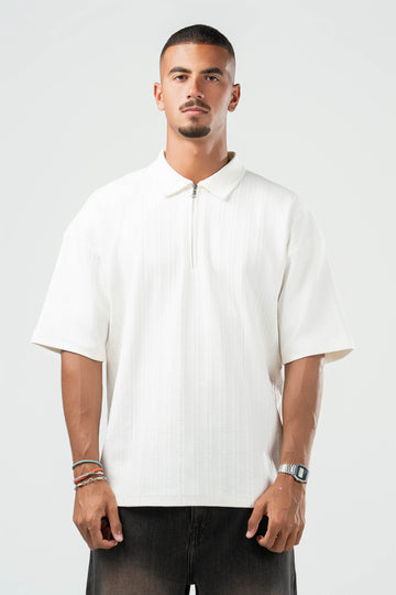 OFF-WHITE ZIP UP COLLAR TEE