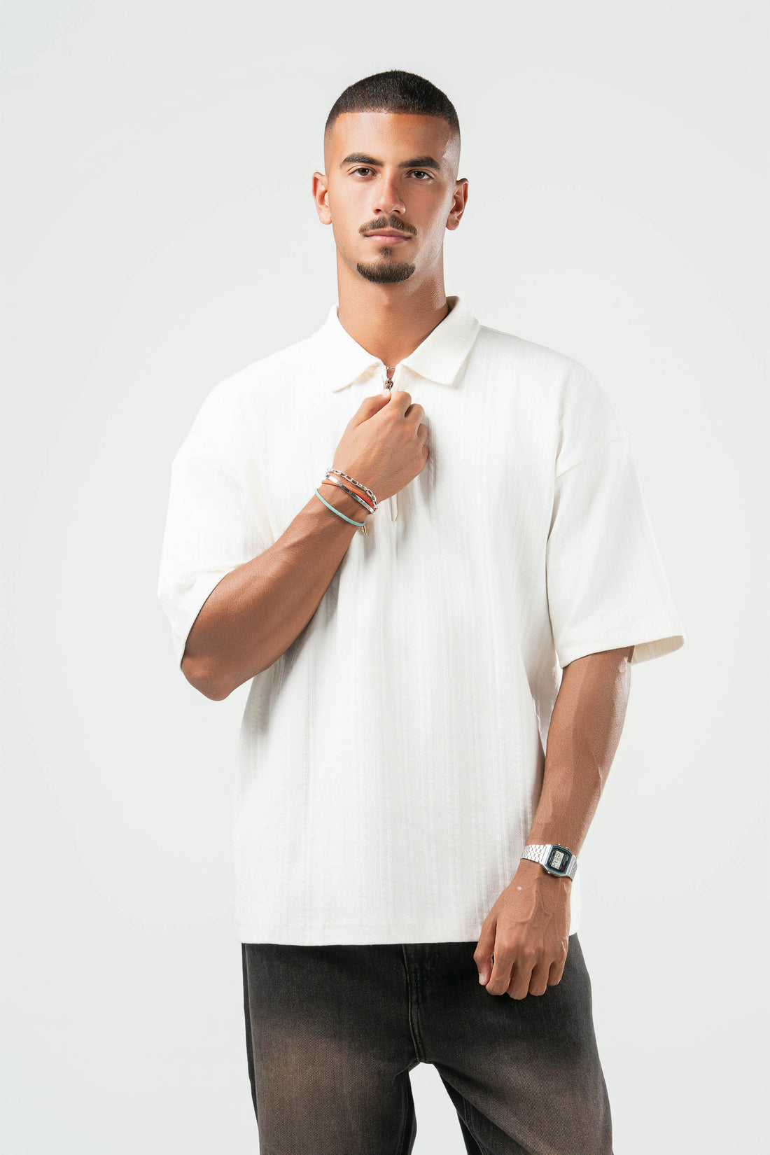 OFF-WHITE ZIP UP COLLAR TEE