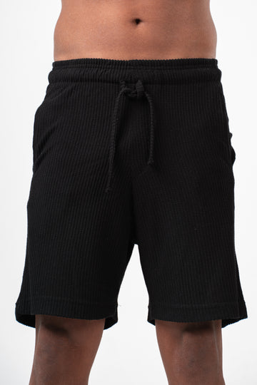 BLACK MINIMAL RIBBED SHORT