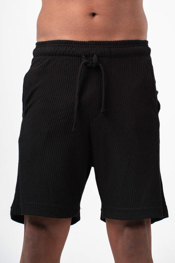 BLACK MINIMAL RIBBED SHORT