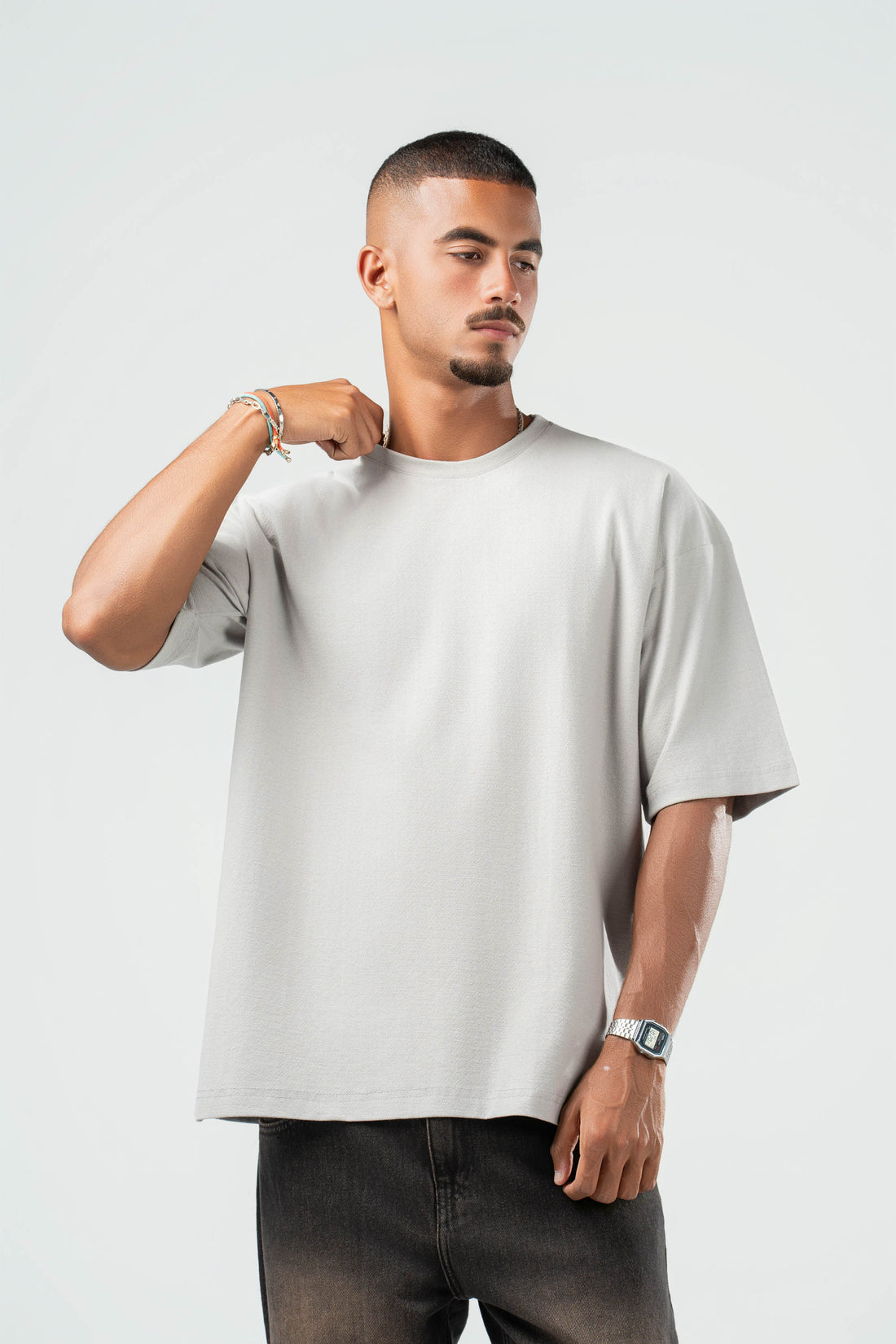 LIGHT GREY DUSTY BOX-TEE
