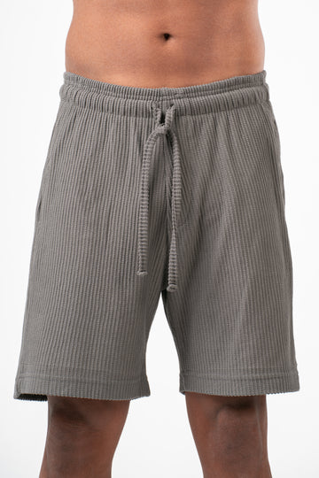 GREY MINIMAL RIBBED SHORT