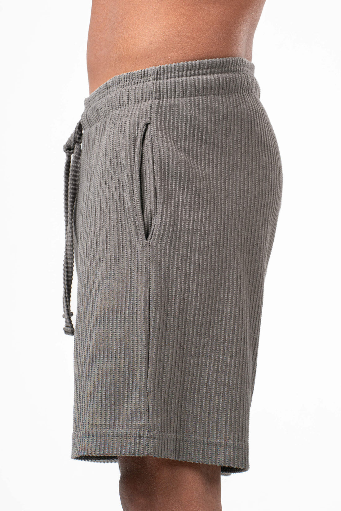 GREY MINIMAL RIBBED SHORT