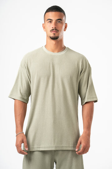 MINT GREEN MINIMAL RIBBED BOX-TEE