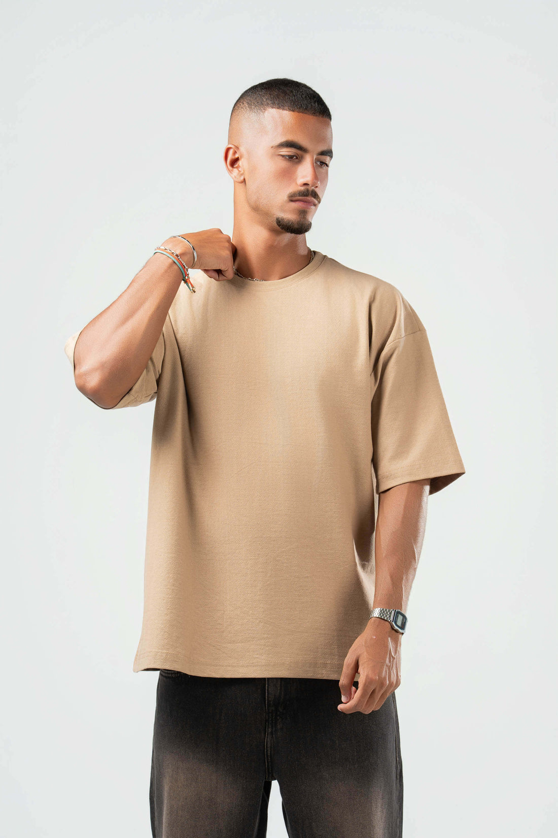 DARK BEIGE DUSTY BOX-TEE