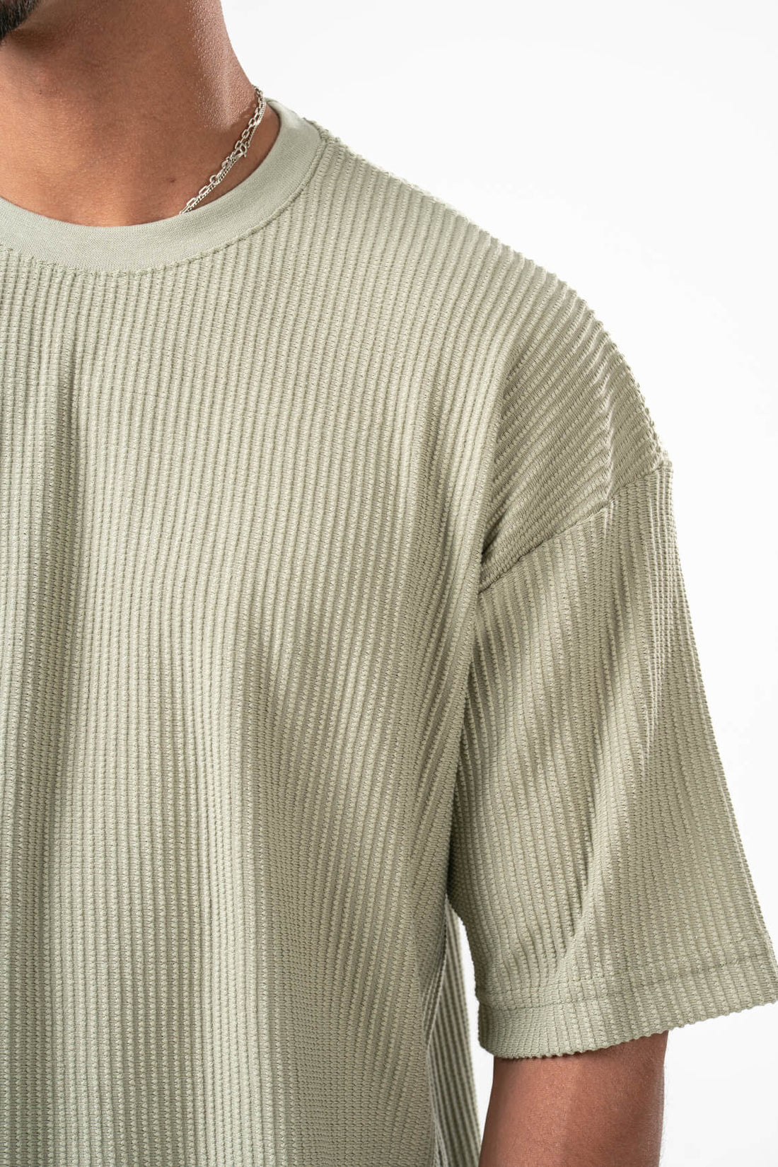 MINT GREEN MINIMAL RIBBED BOX-TEE