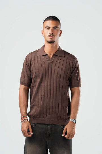 DARK BROWN EASY LINES KNIT POLO