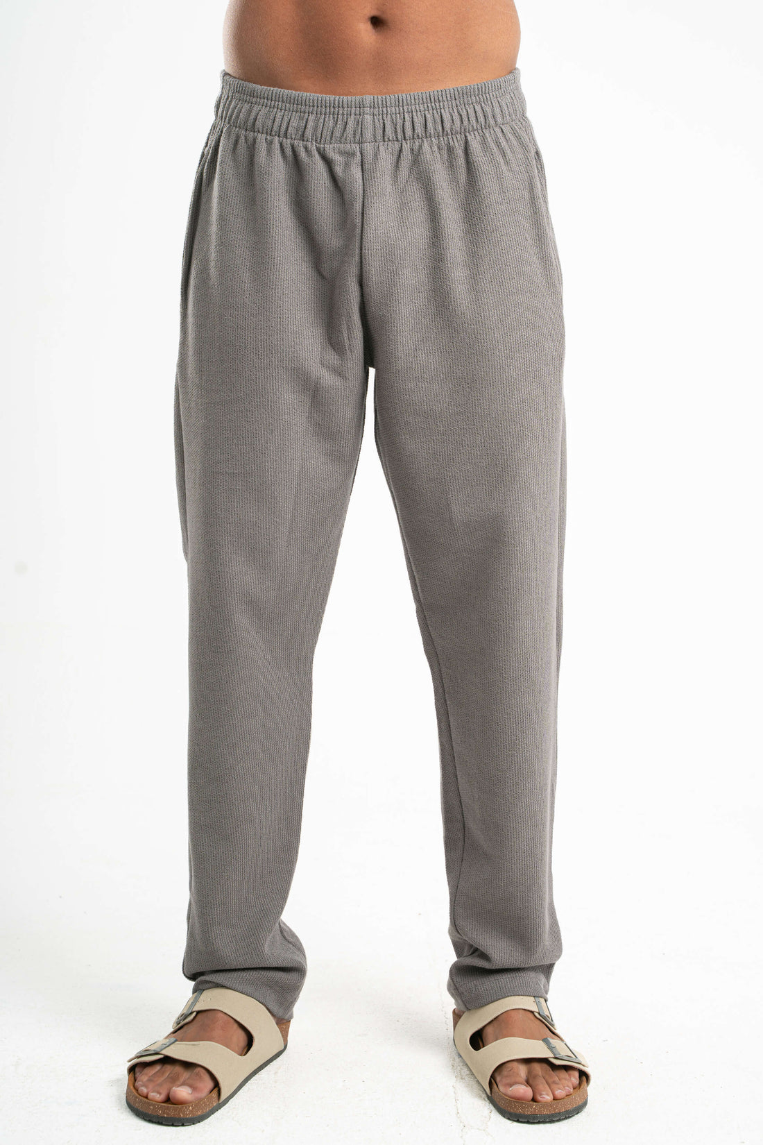 GREY WAFFLE WEAVE PANTS