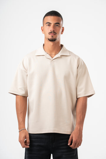 LIGHT BEIGE PLAIN POLO SHIRT