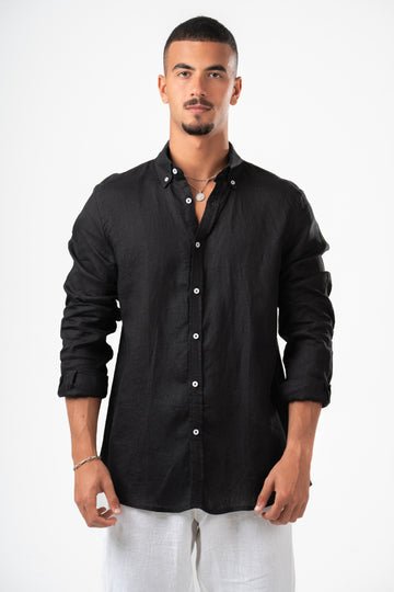 BLACK LINEN SHIRT