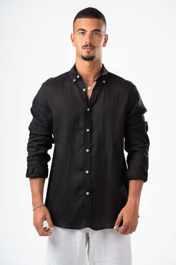 BLACK LINEN SHIRT