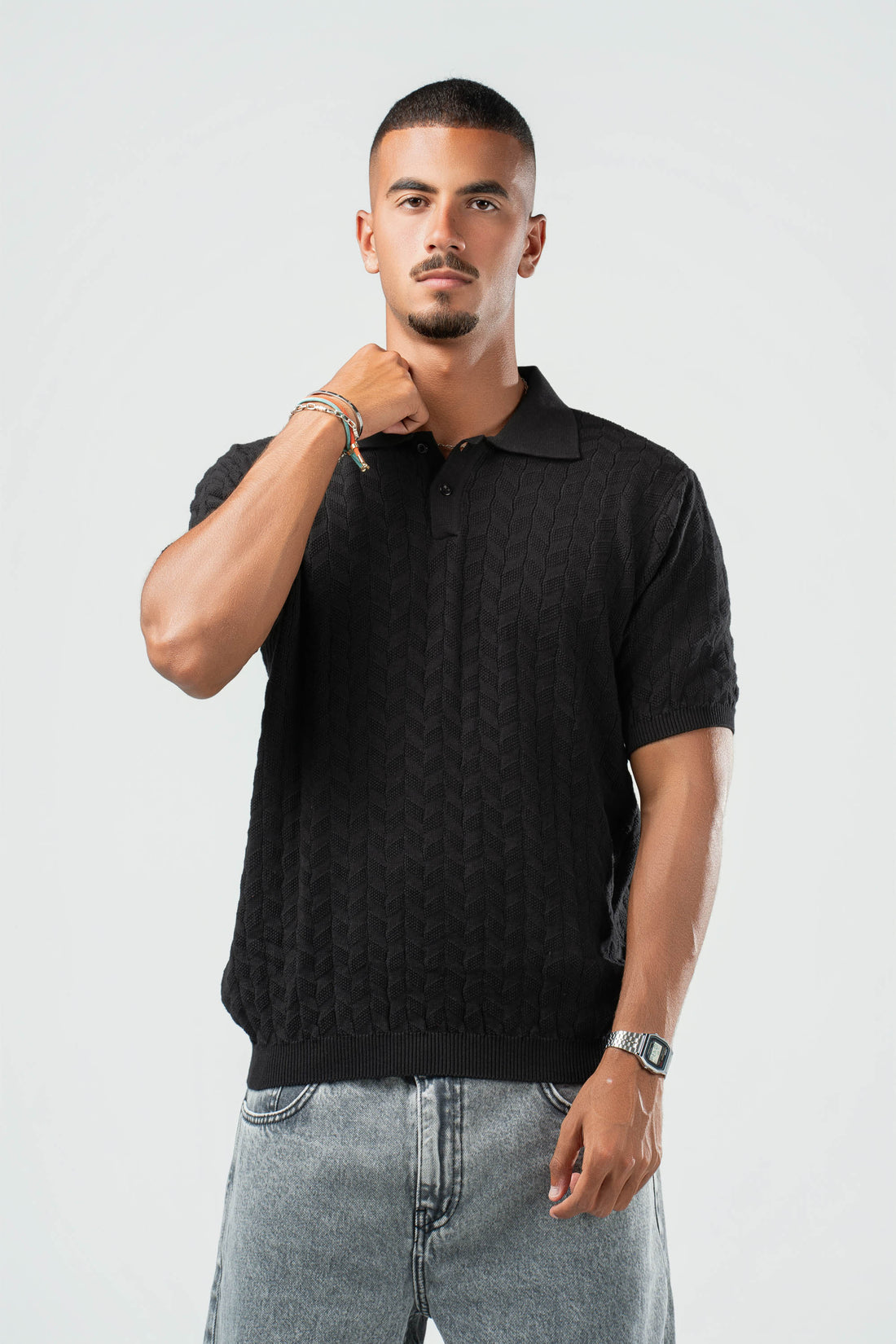 BLACK HEX TWIST POLO