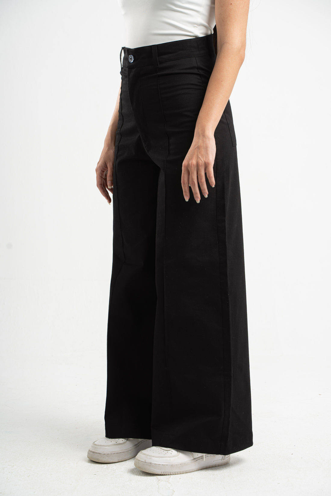 BLACK CLEAN CUT WIDE-LEG PANTS
