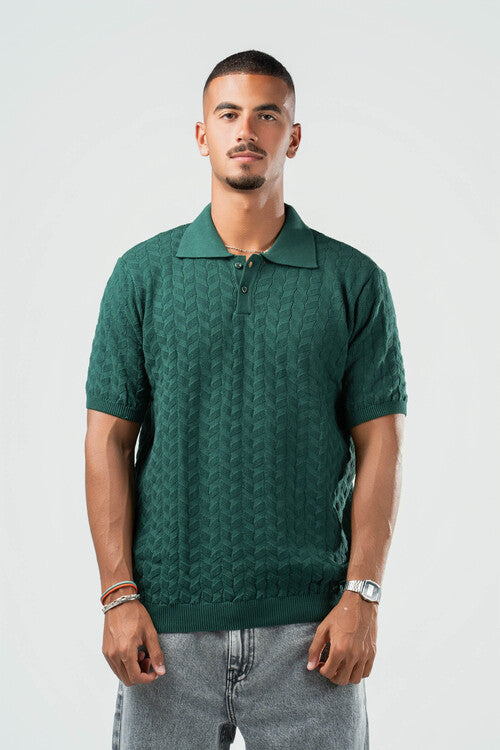 DARK GREEN HEX TWIST POLO