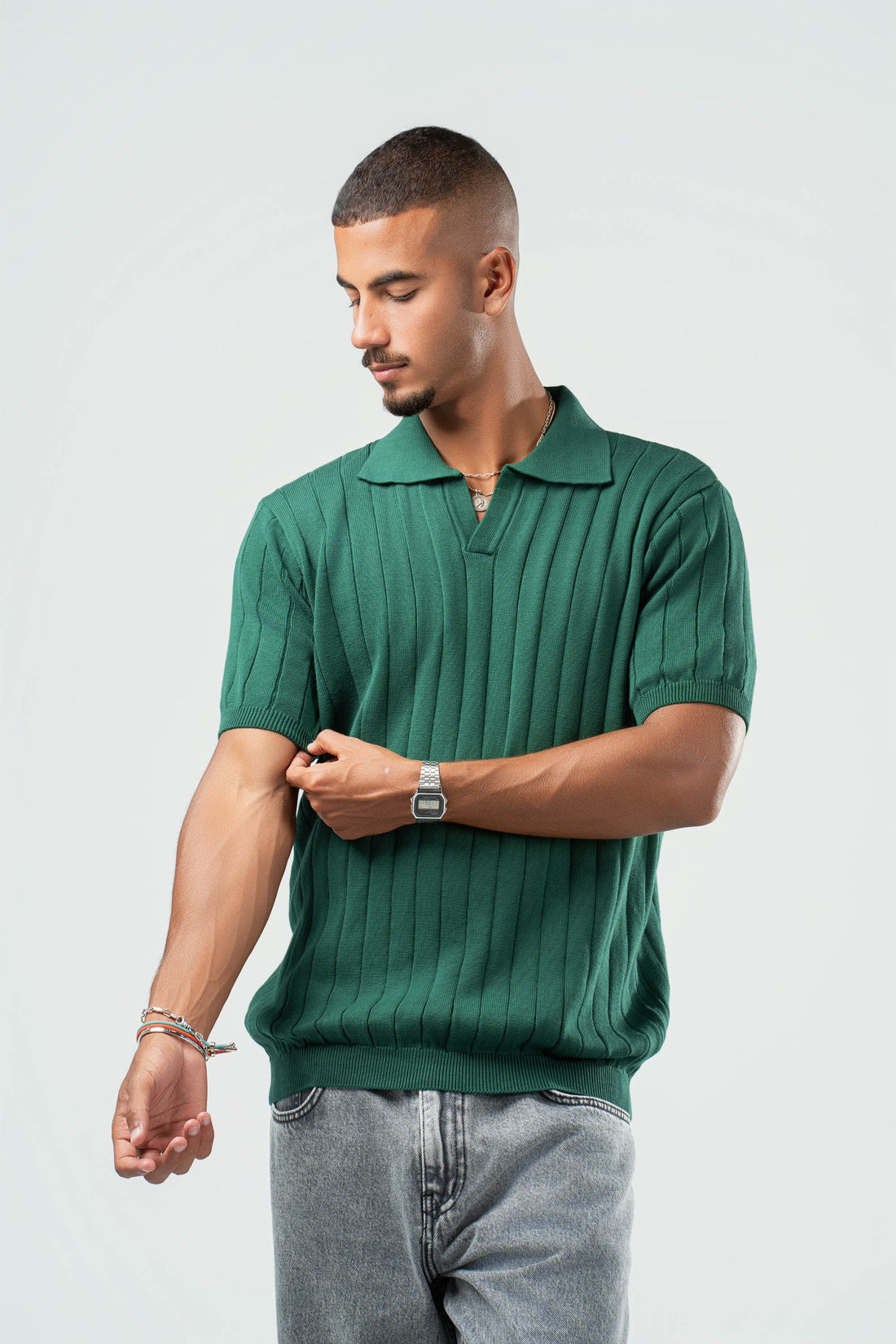 DARK GREEN EASY LINES KNIT POLO