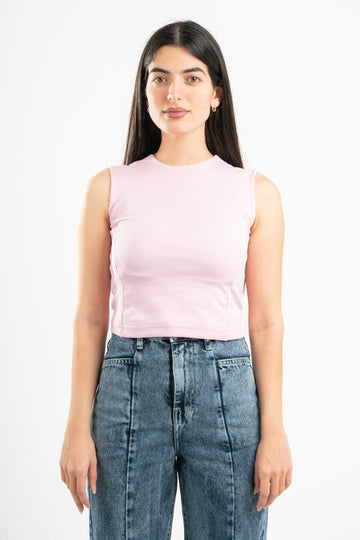 PINK SLEEVELESS FITTED TOP