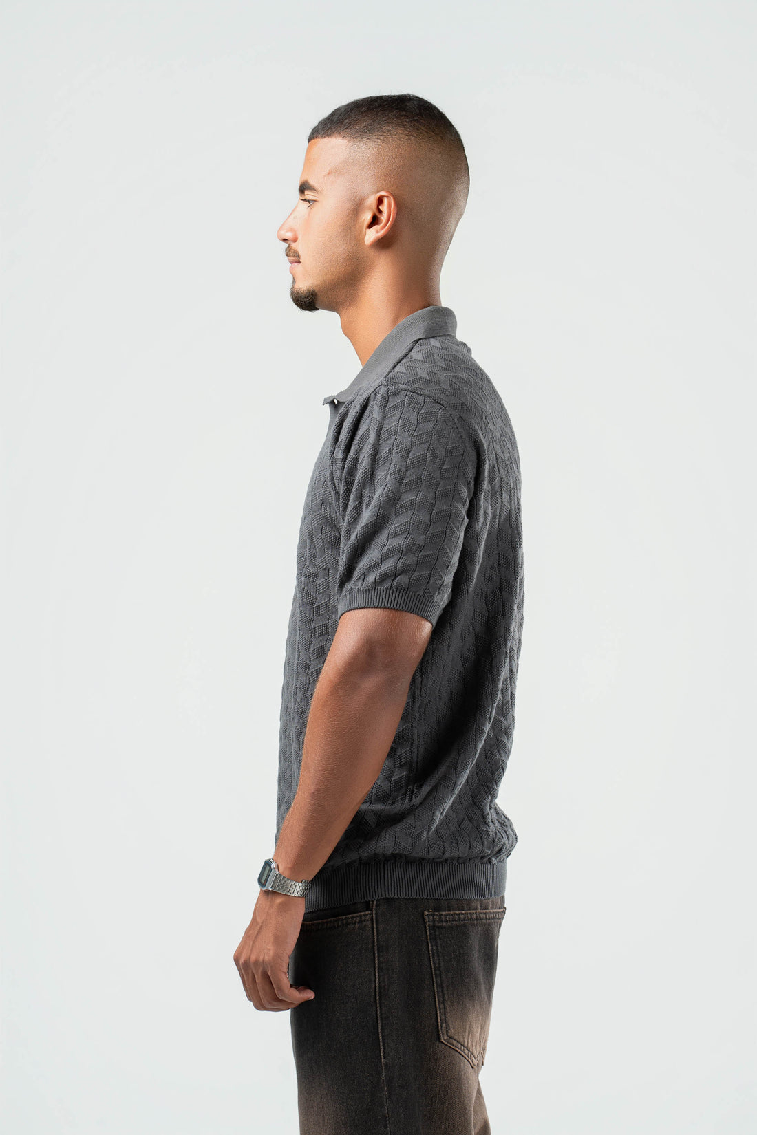 DARK GREY HEX TWIST POLO