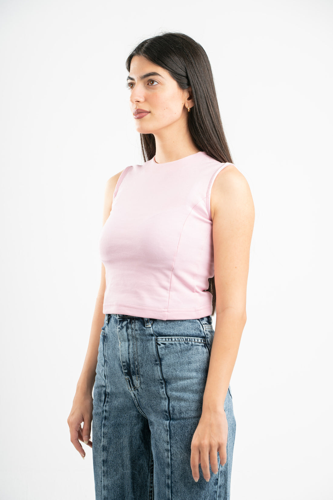 PINK SLEEVELESS FITTED TOP