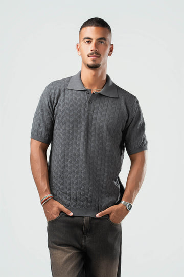 DARK GREY HEX TWIST POLO