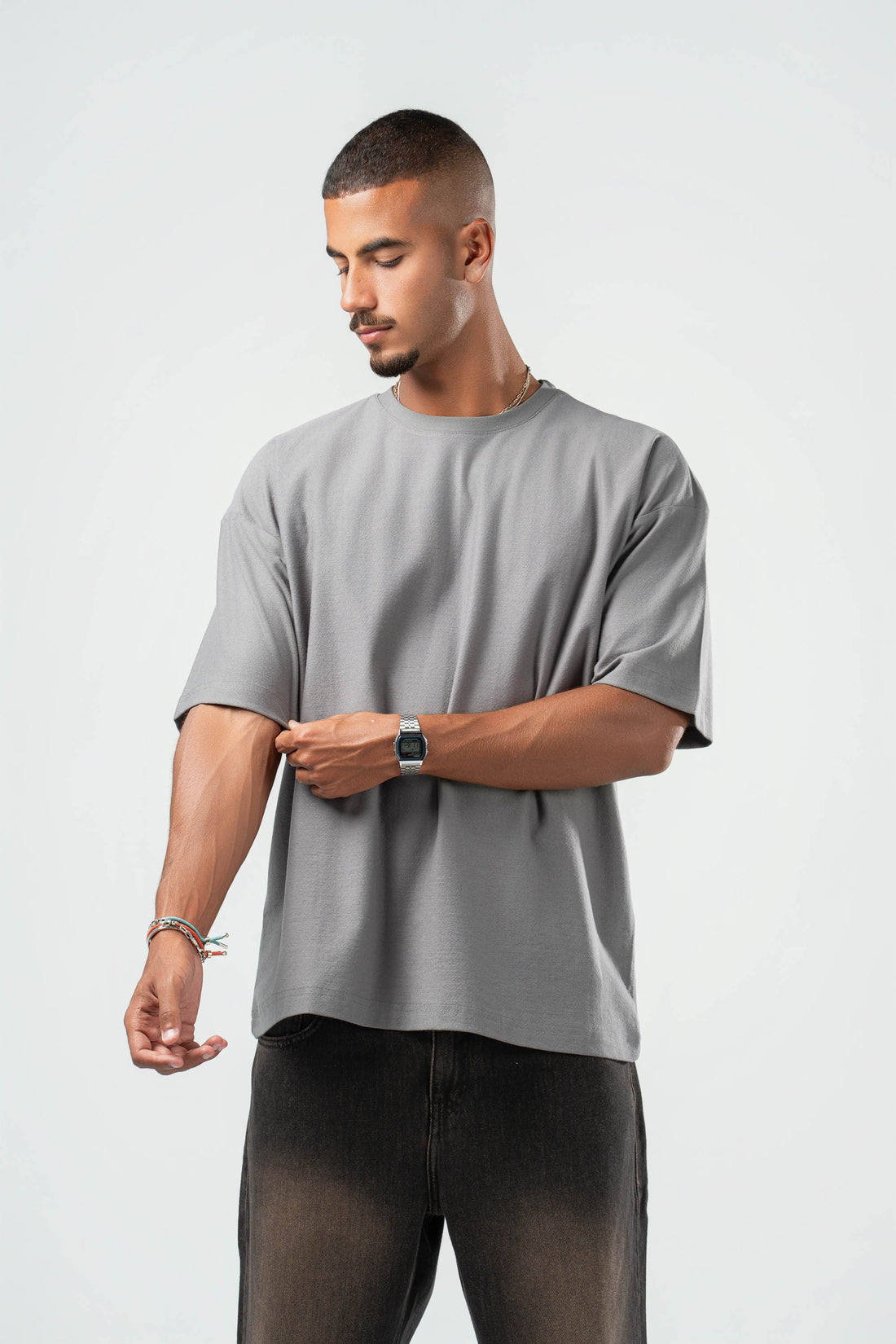 DARK GREY DUSTY BOX-TEE