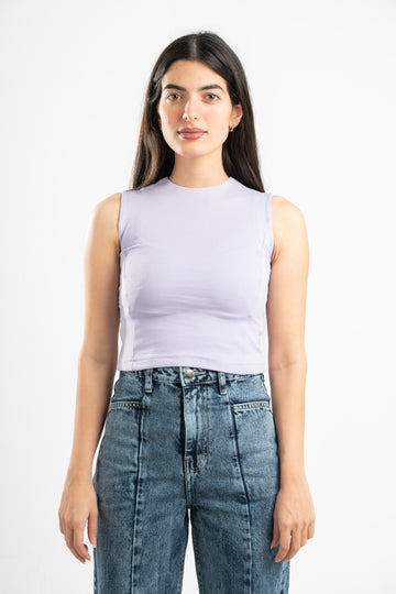 LAVENDER SLEEVELESS FITTED TOP