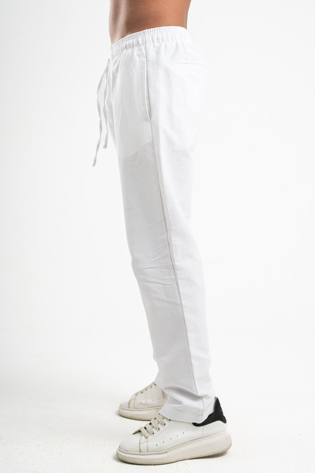 OFF-WHITE REGULAR FIT LINEN PANTS