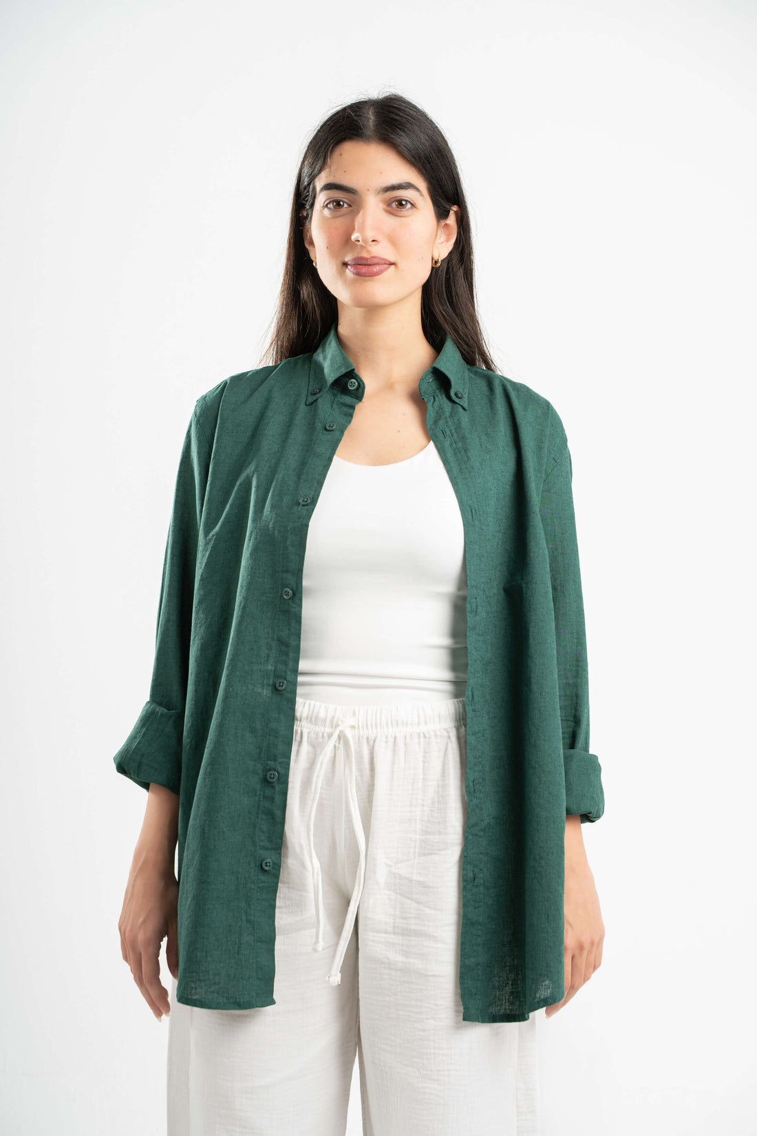 DARK GREEN LINEN SHIRT