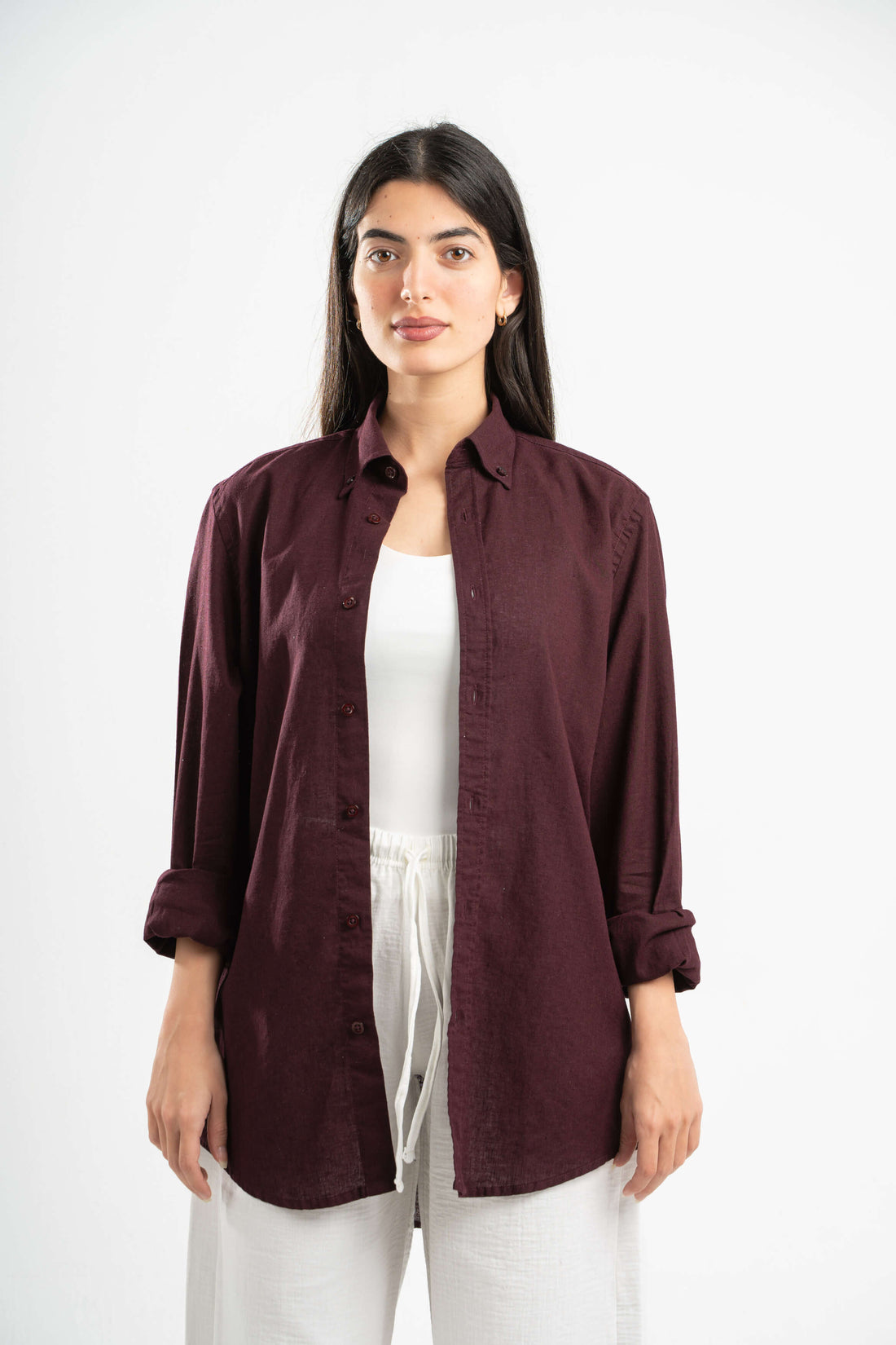 BURGUNDY LINEN SHIRT