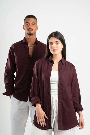 BURGUNDY LINEN SHIRT