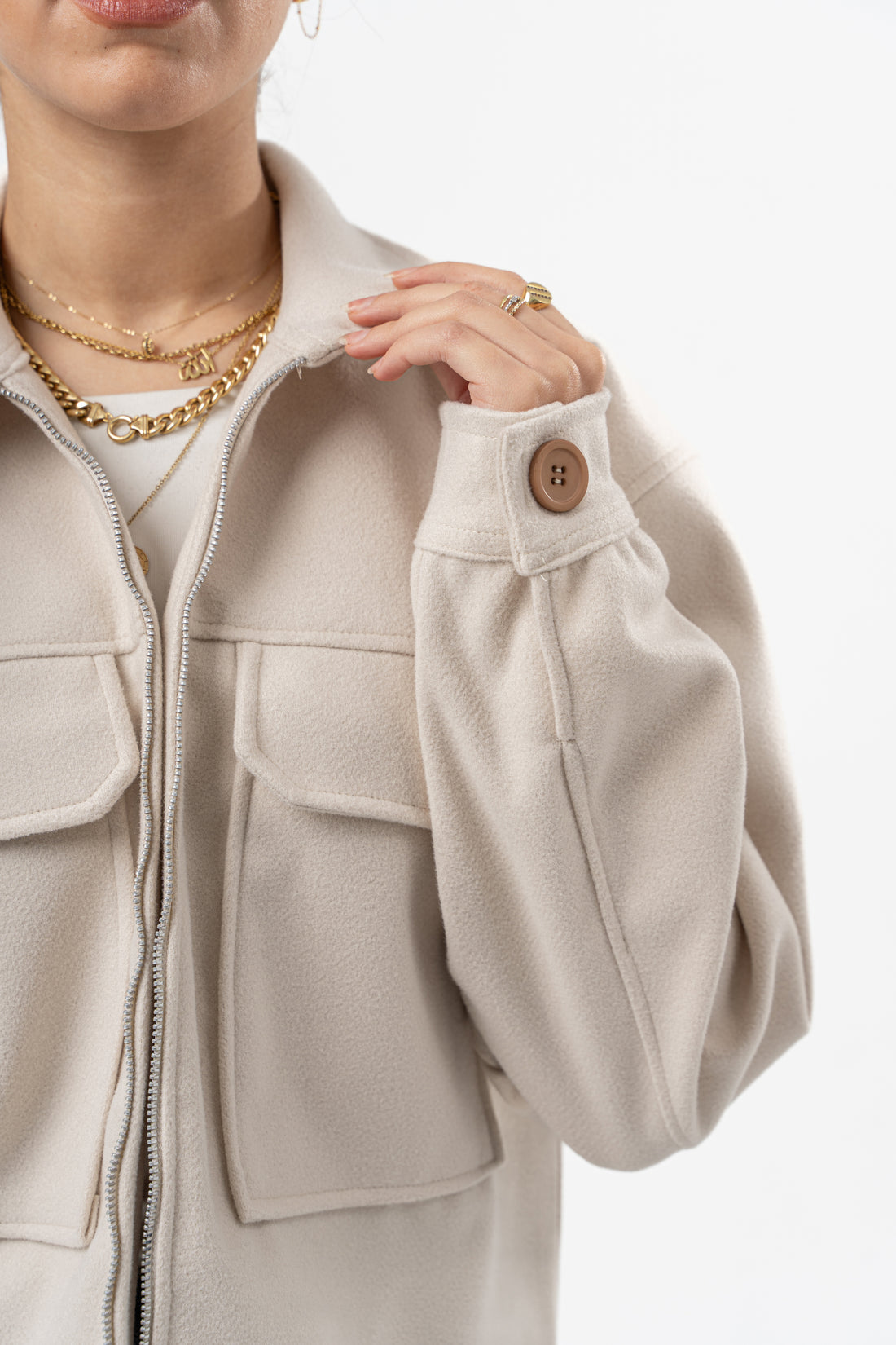 WOMEN LIGHT BEIGE WOOL JACKET