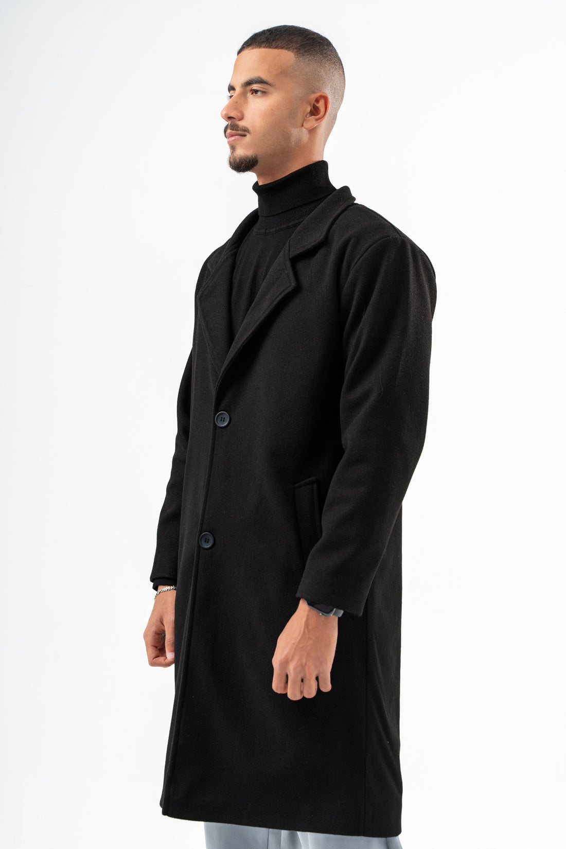 MEN BLACK WOOL COAT
