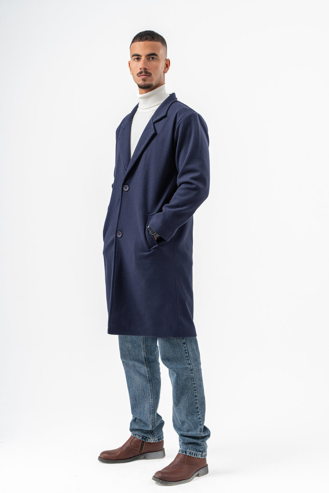 MEN NAVY WOOL COAT
