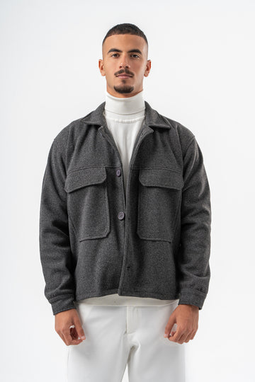 MEN GREY WOOL SHORT COAT