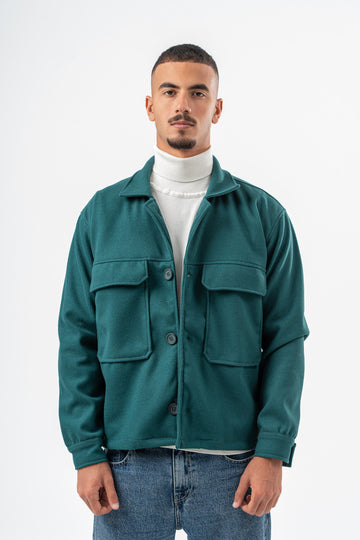 MEN TEAL WOOL SHORT COAT