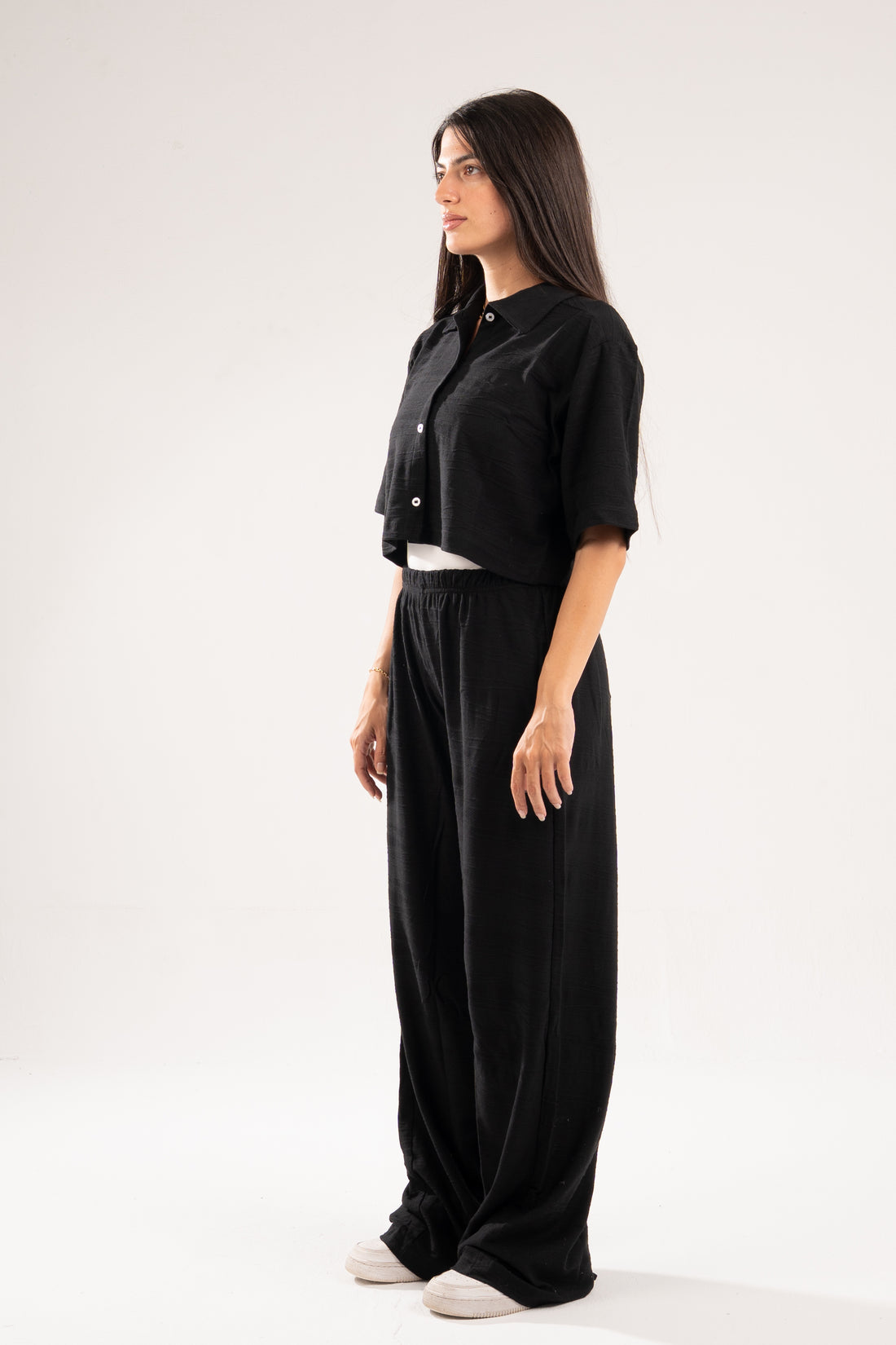 BLACK WAVE TEXTURED PANTS