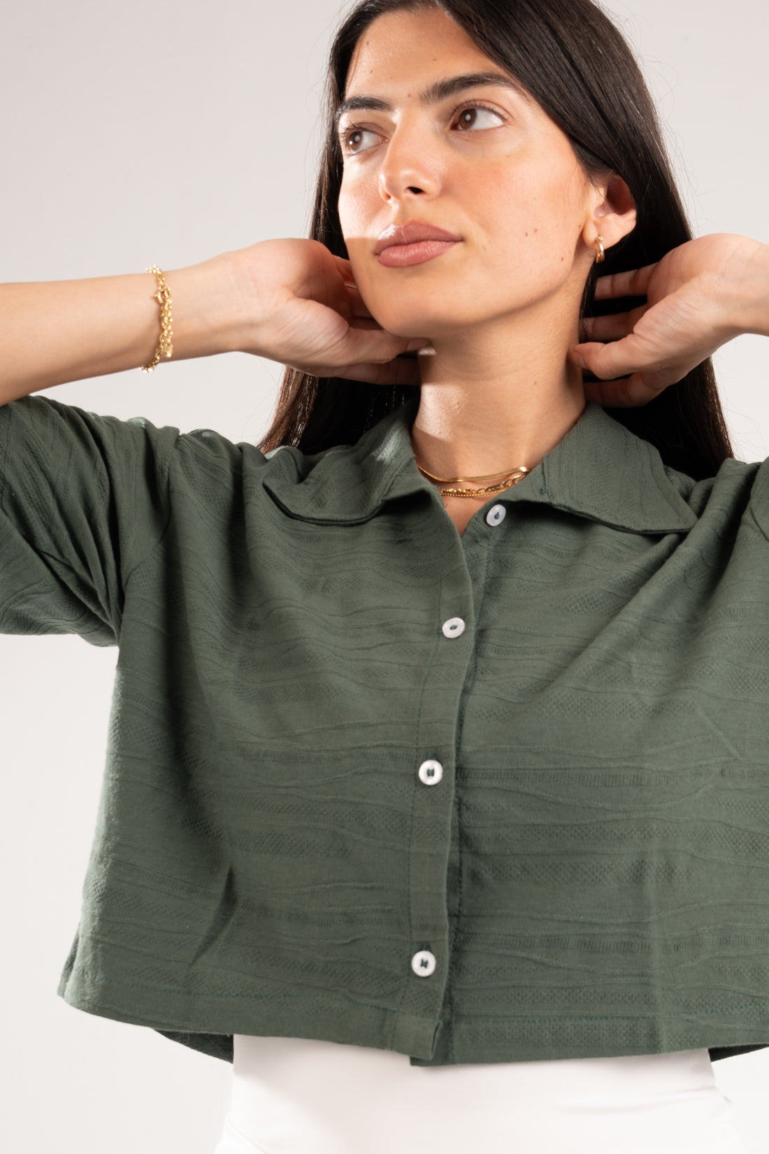 DARK GREEN WAVE TEXTURED SHIRT