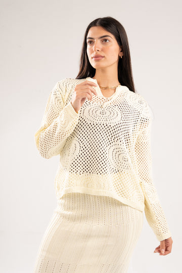 BUTTERMILK YELLOW BREEZE CROCHET STRING TOP