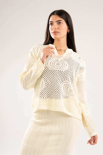 BUTTERMILK YELLOW BREEZE CROCHET STRING TOP