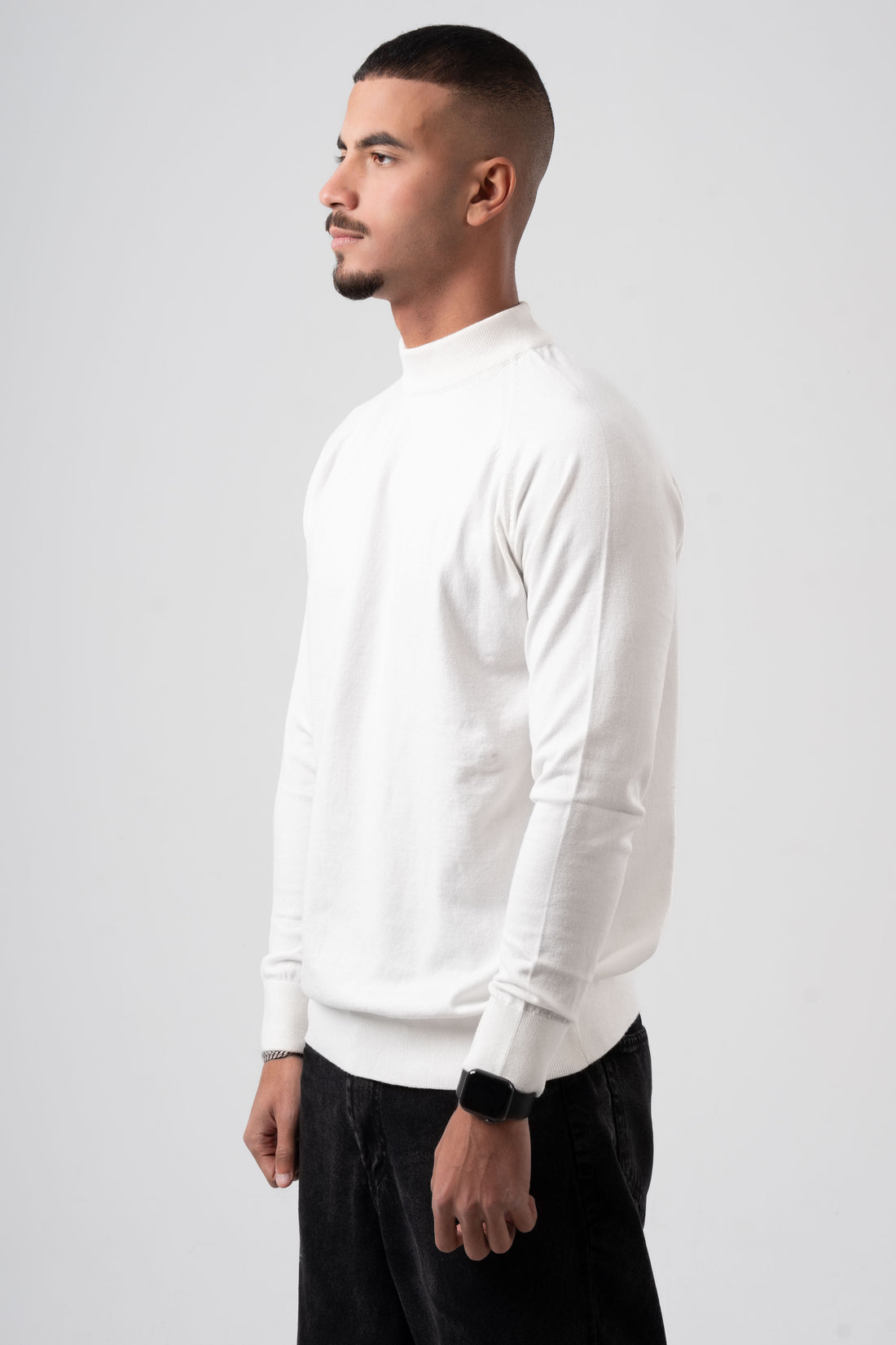 OFF-WHITE HALF COLLAR KNITTED PULLOVER
