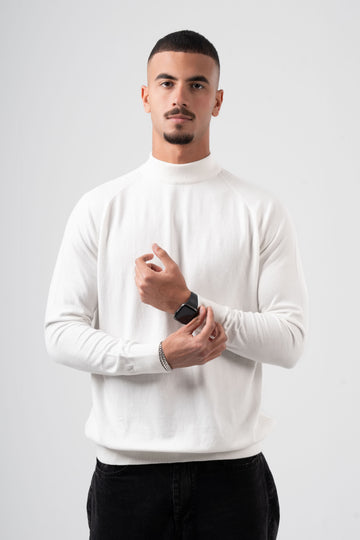 OFF-WHITE HALF COLLAR KNITTED PULLOVER