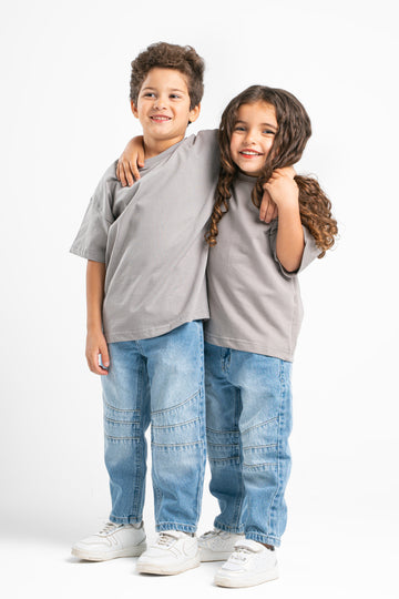 LIGHT GREY LITTLE ONES SUMMER MELTON BOX-TEE