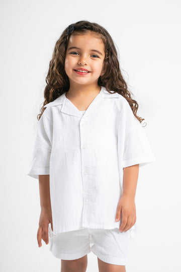 WHITE LITTLE ONES CROCHET SHORT SLEEVES SHIRT