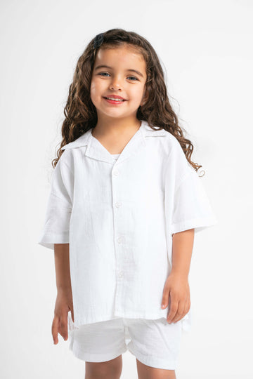 WHITE LITTLE ONES CROCHET SHORT SLEEVES SHIRT