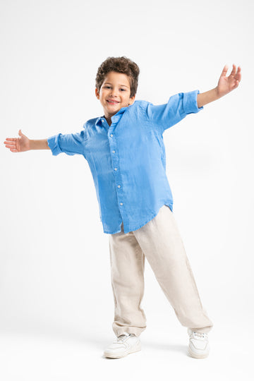 BEIGE LITTLE ONES LINEN PANT