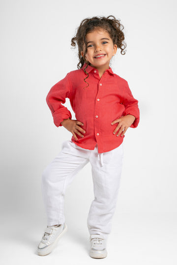 HOT PINK LITTLE ONES LINEN SHIRT